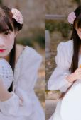 清纯女子户外迷人白裙