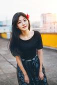 天台黄昏时的唯美迷人图