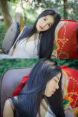 长发美女森林清纯图