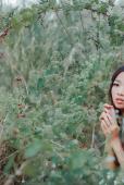 草地上白裙唯美少女图