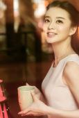 小清新美女的咖啡店清纯图
