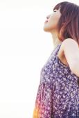 碎花长裙美女在天台清纯照